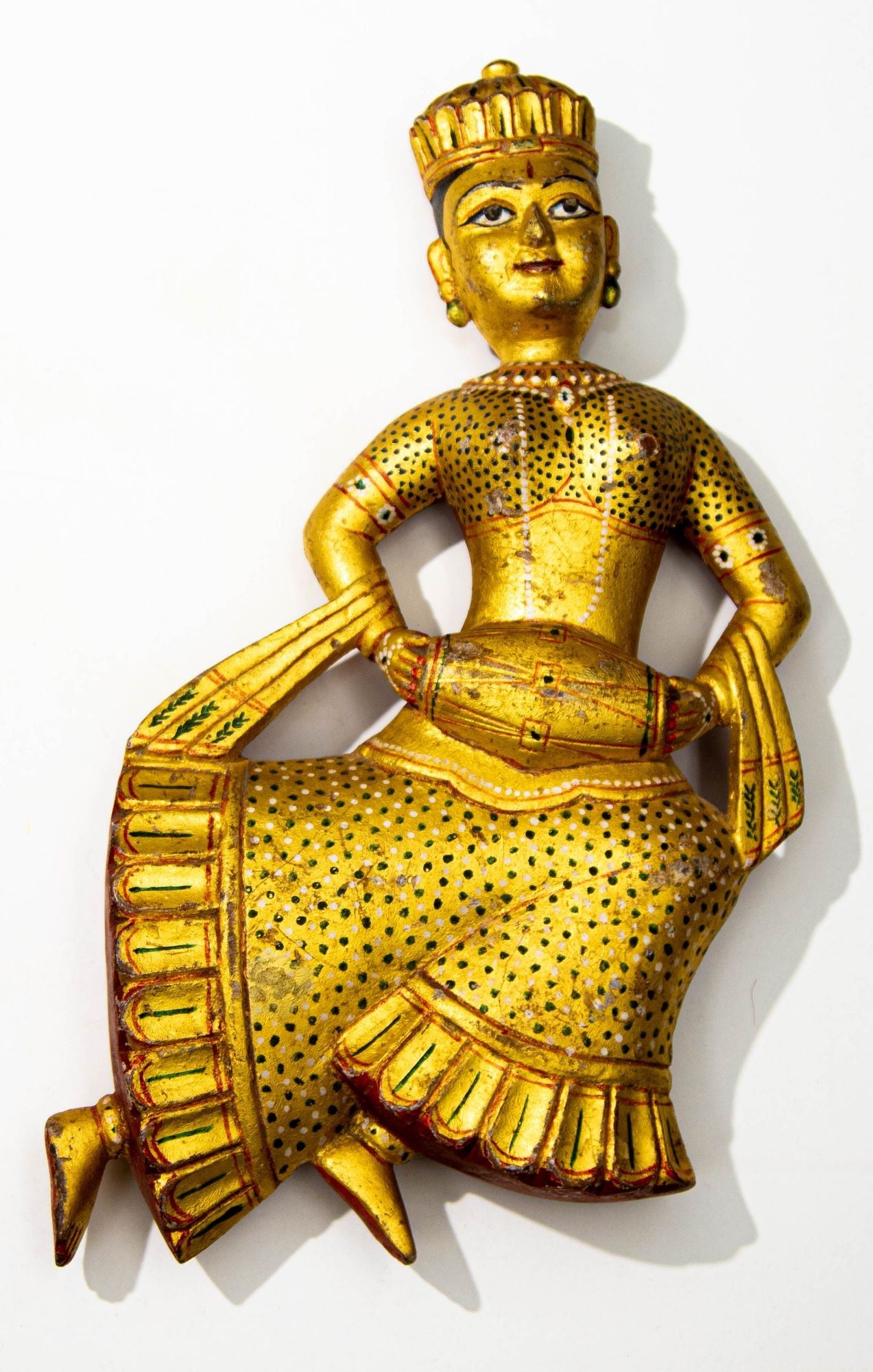 Hand Carved Wood Rajasthani Female Musicians Wall Sculptures from India Set of 2