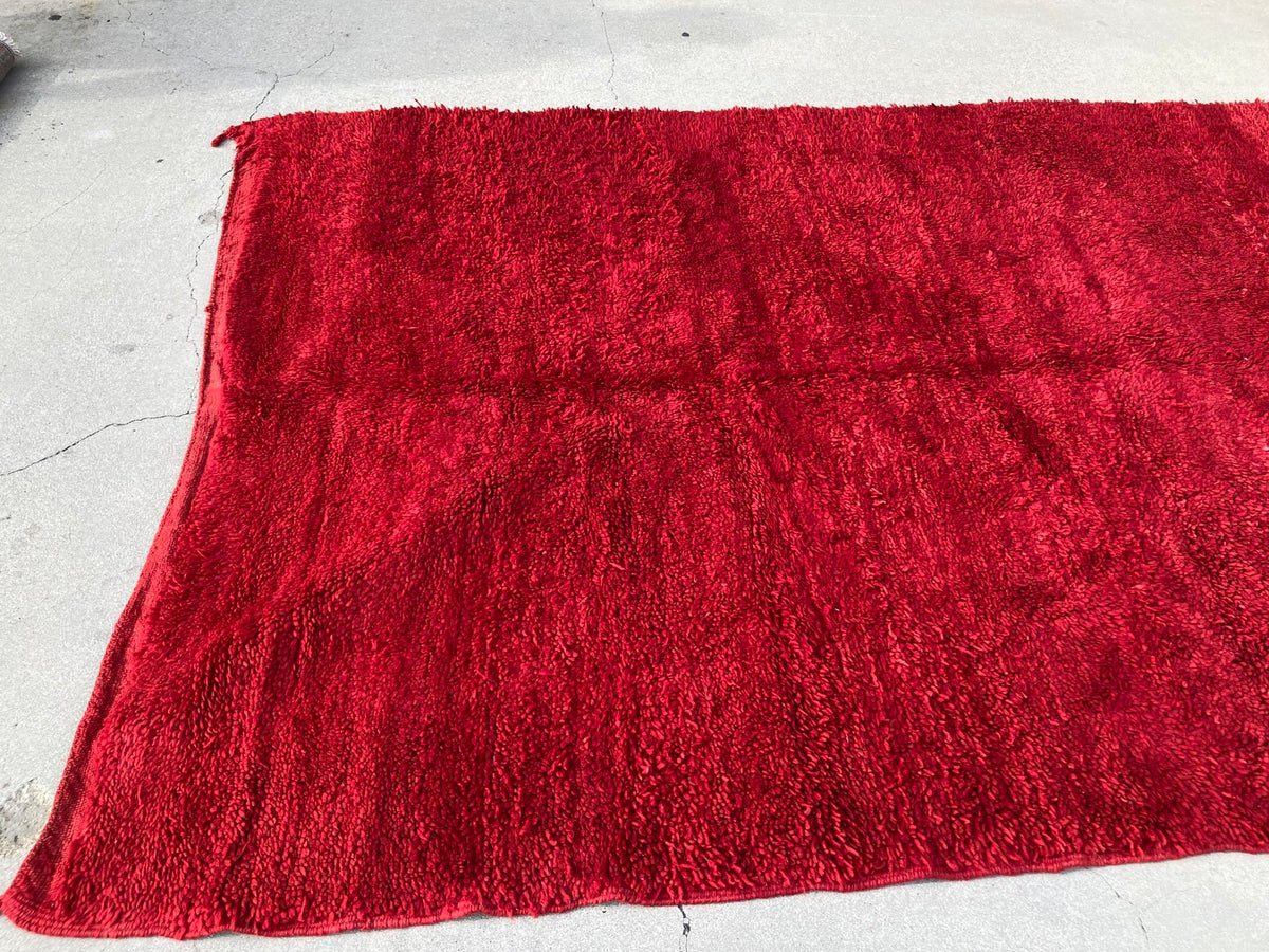 Vintage Red Moroccan Berber Rug, Hand-Knotted Wool, 1960