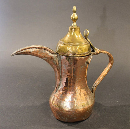 Antique 19th Century Arabian Tinned Copper Dallah Coffee Pot, Oman