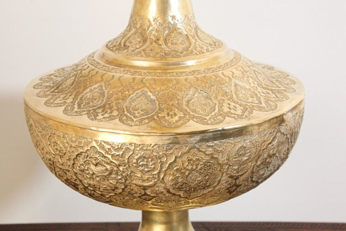 Oversized Mughal Indian Brass Bottle Urn