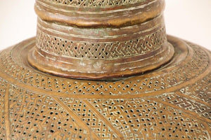 Antique 19th Century Middle Eastern Oriental Brass Mughal Floor Lamp