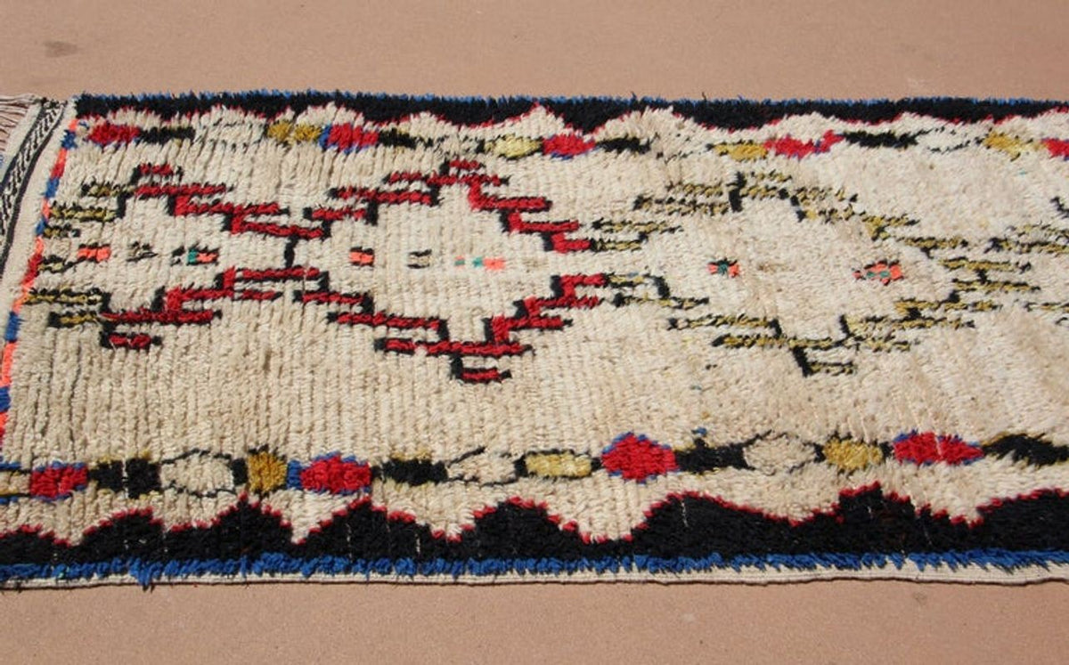 Mid-Century Modern Azilal Tribal Rug, Hand-Woven Wool, Morocco, 1960s