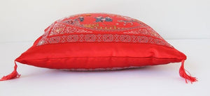 Chinese Decorative Red Throw Pillow with Tassels