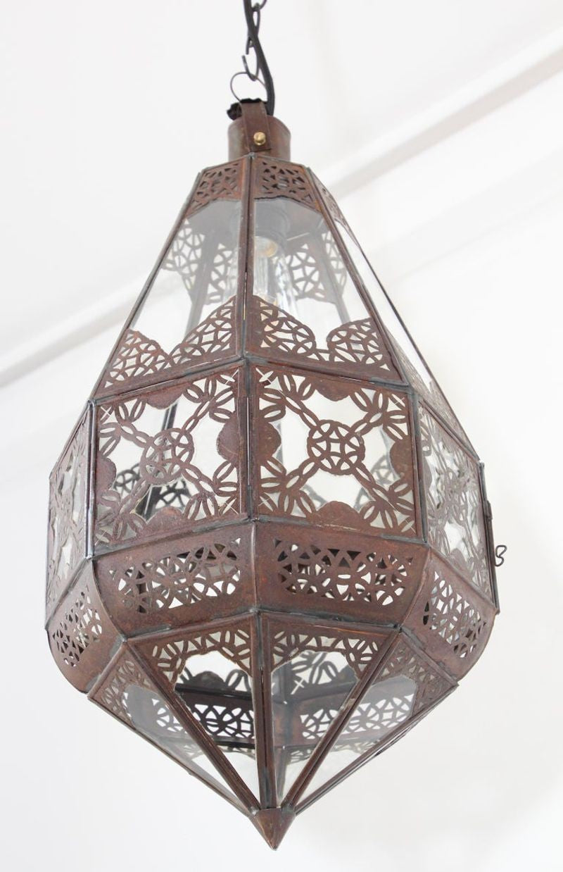 Moroccan Moorish Metal and Glass Lantern