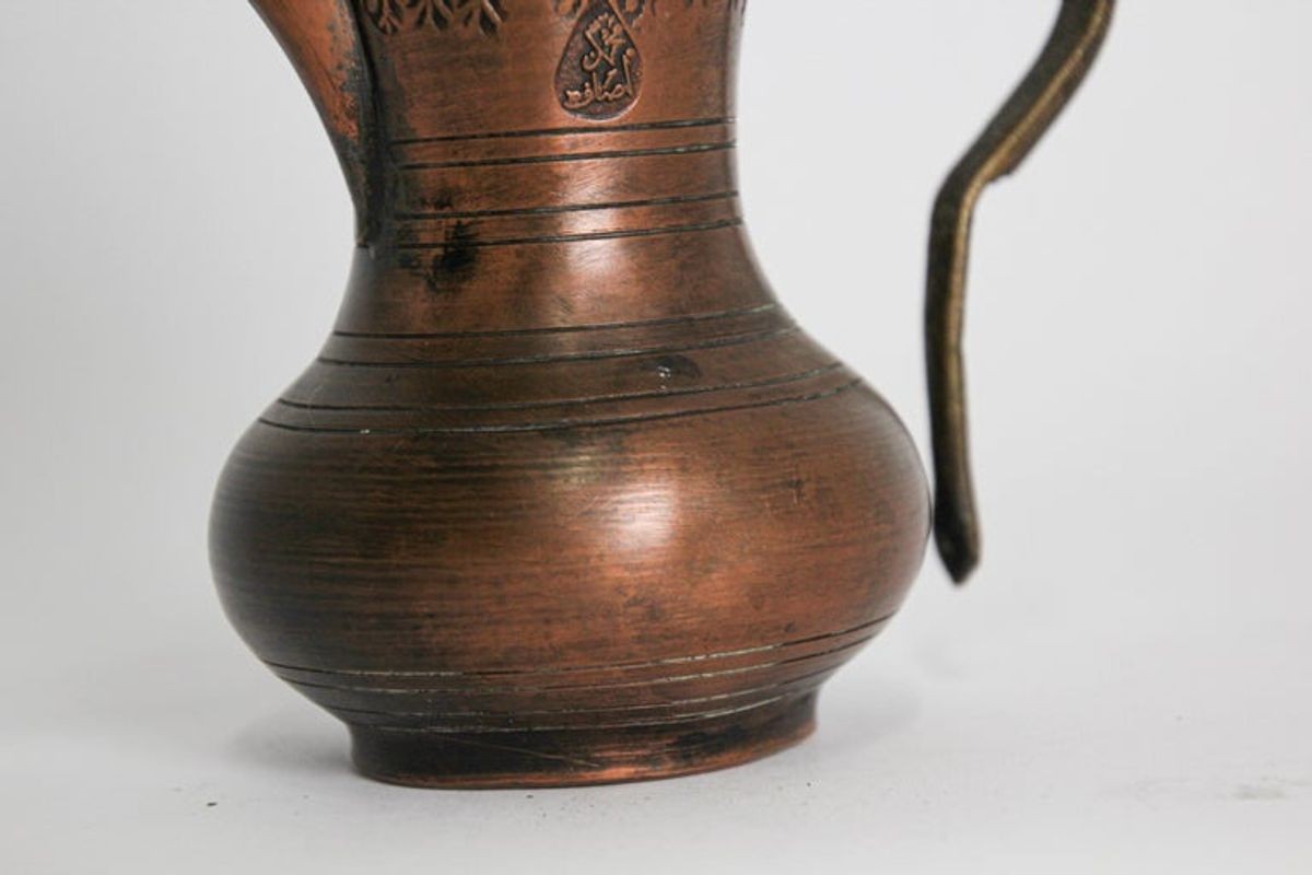 19th c Antique Middle Eastern Dallah Turkish Ottoman Bronze Copper Coffee Pot