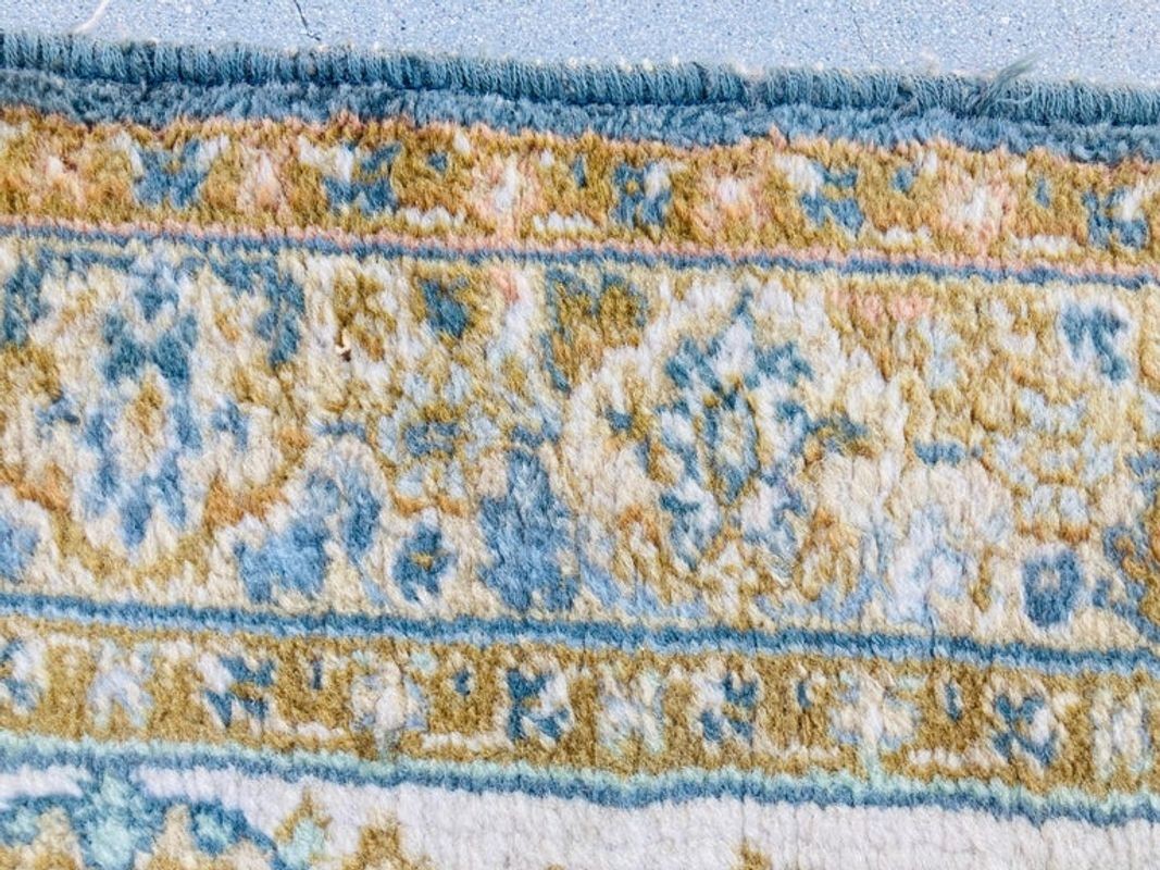 1950s Hand Knotted Green Runner from Turkey