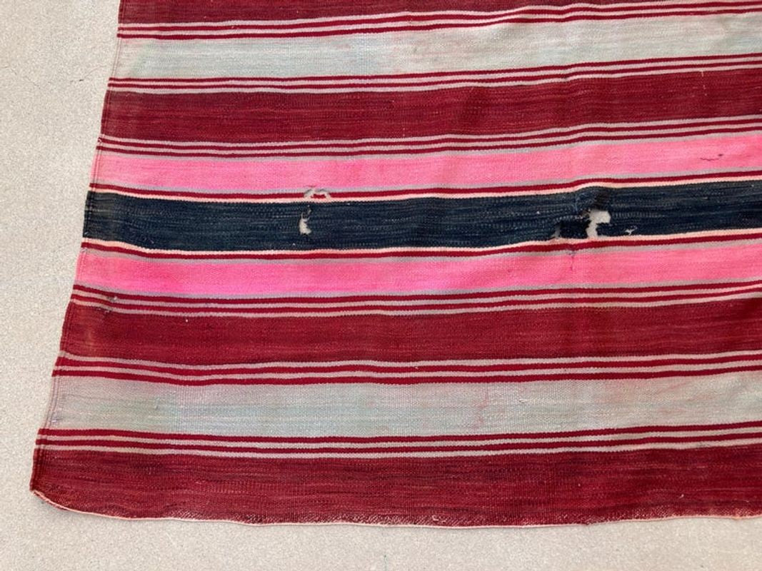 Moroccan Vintage Flat-Weave Stripe Kilim Rug