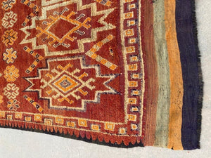 1960s Moroccan Vintage Hand-woven Boujad Tribal Area Rug