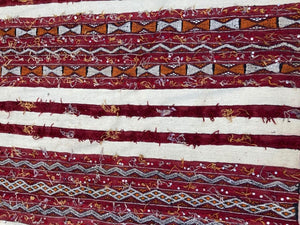 1960s Authentic Moroccan Vintage Tribal Kilim Handira Rug