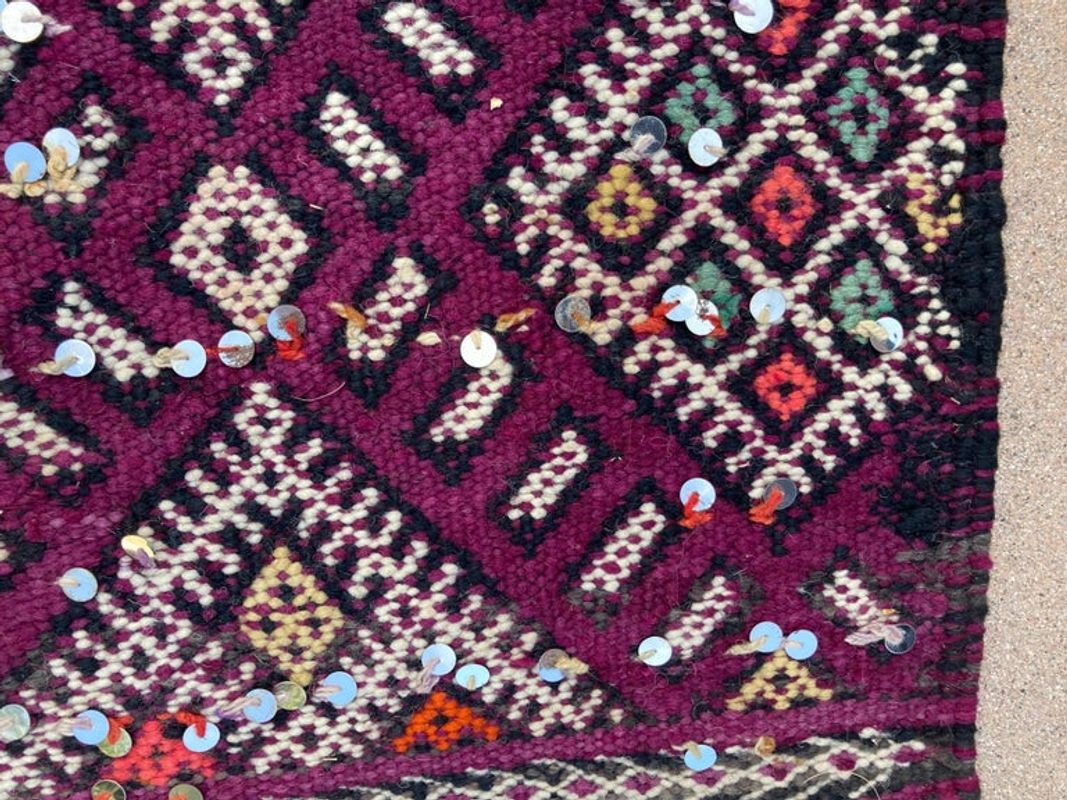 1940s Moroccan Tribal Rug African Ethnic Textile Floor Covering