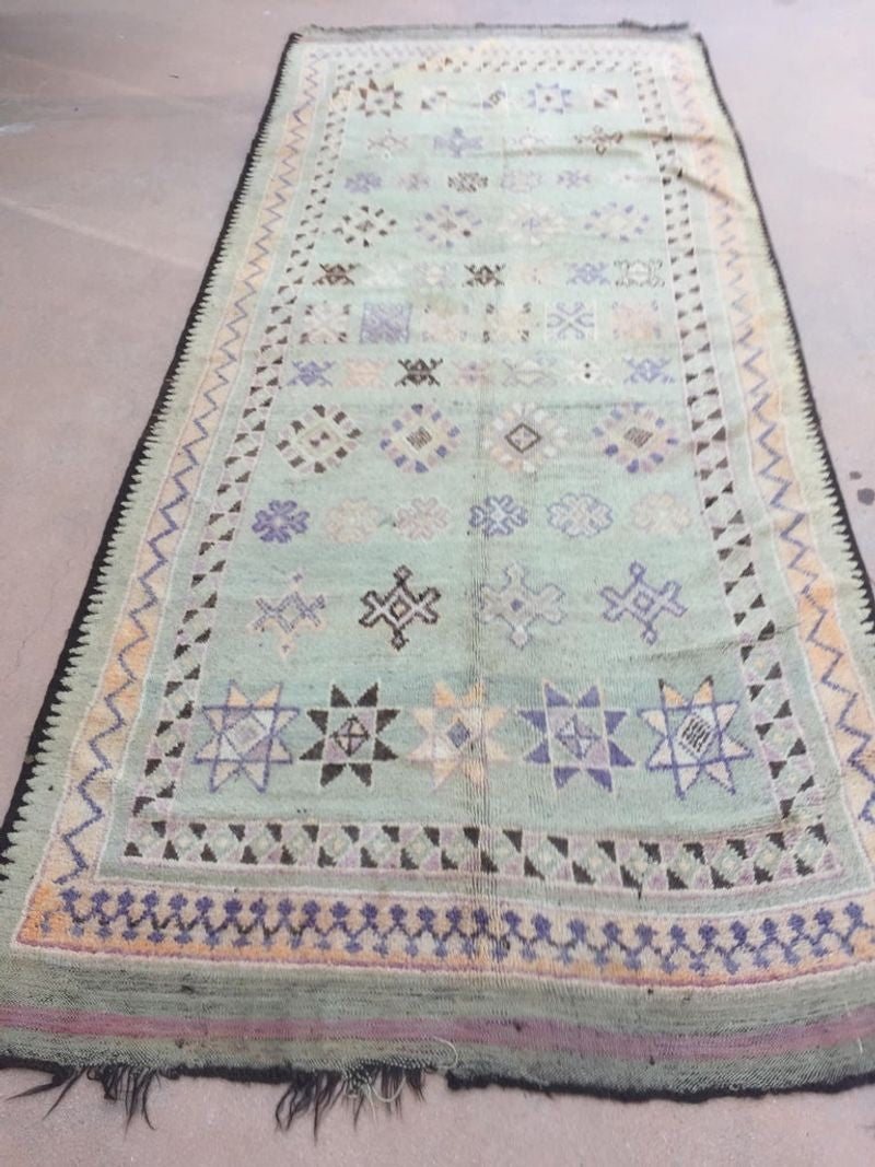 Vintage Moroccan Berber Rug, Handwoven Wool & Goat Hair, 1960