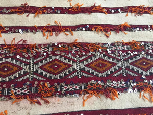 1960s Moroccan Tribal Wedding Rug with Sequins North Africa, Handira
