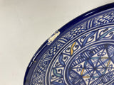 Moroccan Ceramic Blue Plate, Fez 1920's