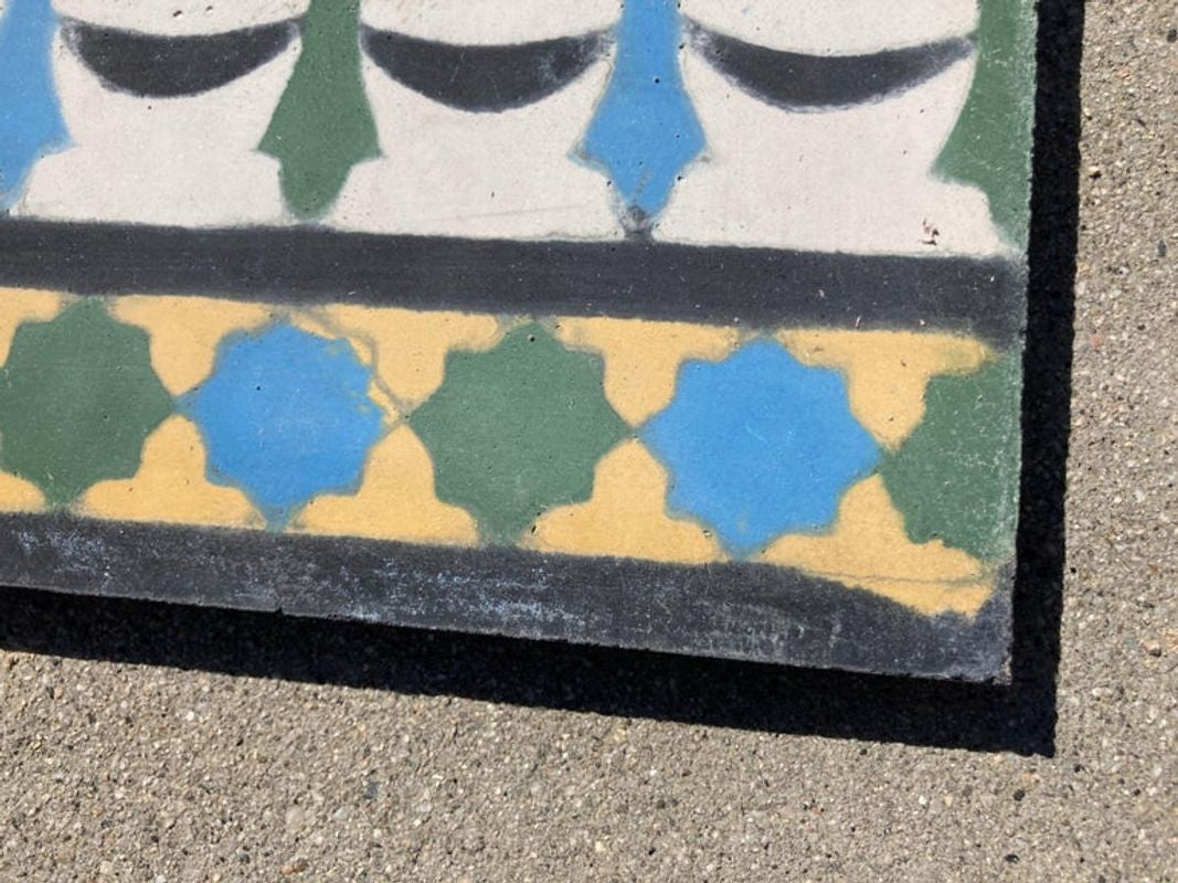 Moroccan Encaustic Cement Tile Border with Moorish Fez Design