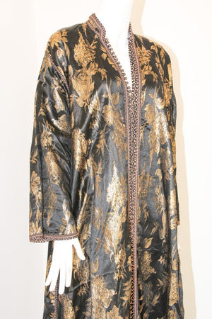 Vintage Moroccan Caftan, Black and Gold Embroidered, ca. 1960s