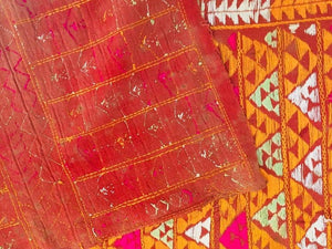 Phulkari Bawan Bagh Wedding Shawl, Silk Embroidery on Cotton, Punjab India