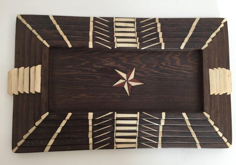 Antique Anglo-Indian set of Six Staking Wood Trays with Bone Inlays