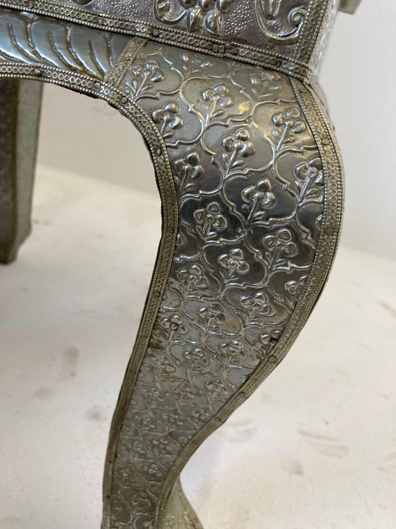 Vintage Anglo-Indian Silvered Wrapped Clad Side Low Table