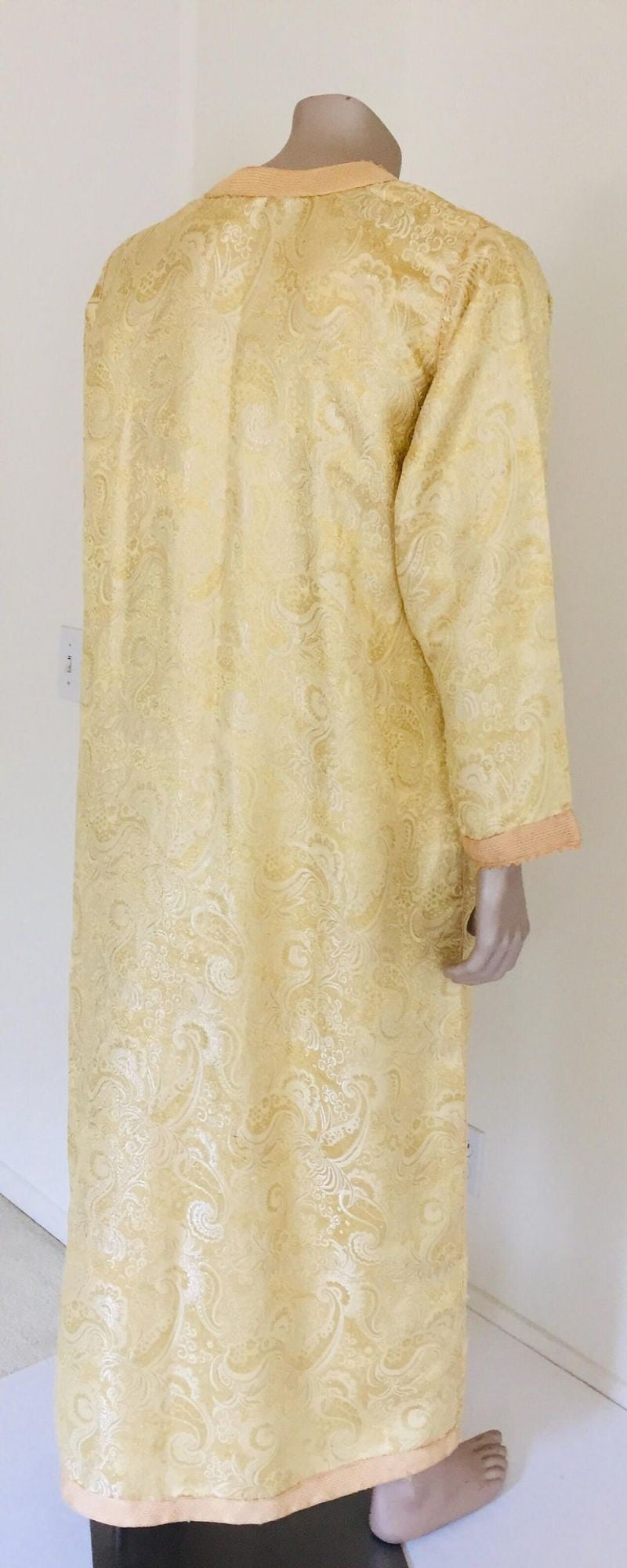 Moroccan Kaftan Gold and Silver Brocade 1970s Maxi Dress Caftan