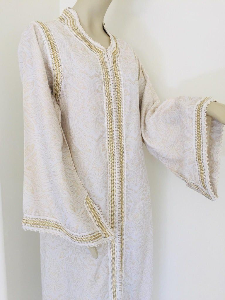 Moroccan White Kaftan Maxi Dress Caftan Size Large