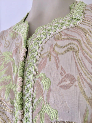 Moroccan Kaftan in Silver Metallic Floral Brocade