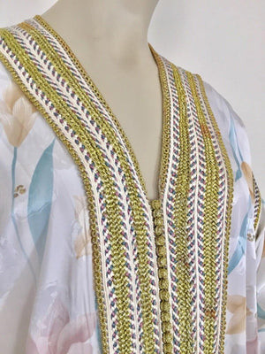 Vintage Moroccan White Kaftan Maxi Dress Caftan Size Large
