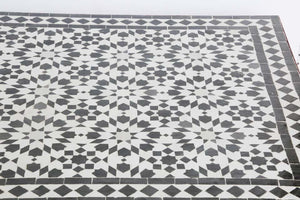 Moroccan Fez Mosaic Table in Black and White Tiles