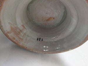 Large Moorish Glazed Ceramic Vase with Arabic Calligraphy Black Writing Fez