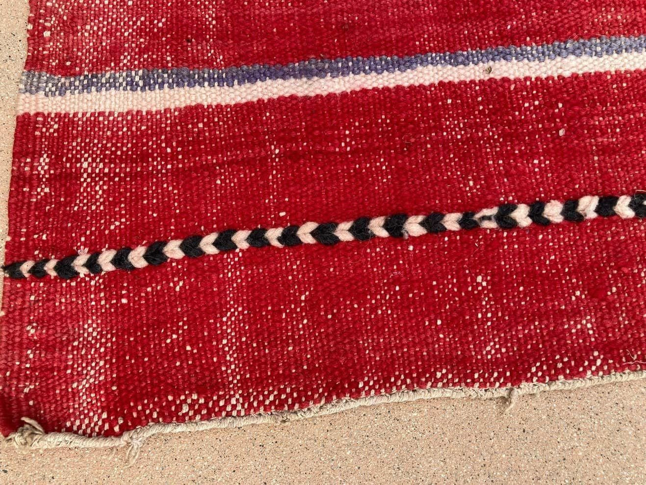 1960s Moroccan Vintage Flat-Weave Ethnic Textile Rug