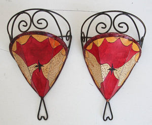 Pair of Parchment Moroccan African Art Handpainted Wall Sconce