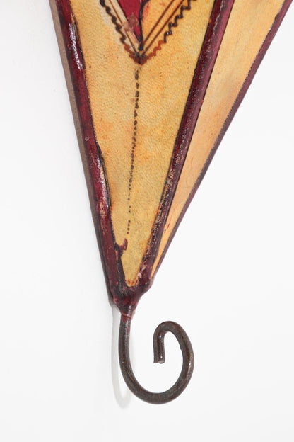 Moroccan Hand-Painted Parchment Wall Sconce with Iron Frame, 1980