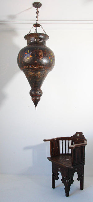 Vintage Moroccan Bronze Moorish Chandelier