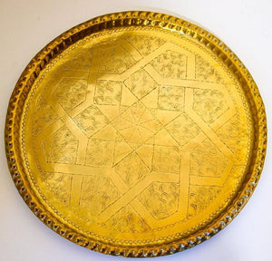 Moroccan Metal Brass Decorative Moorish Tray
