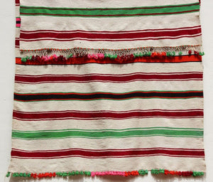 Vintage 1960s Moroccan Flat-Weave Rug, Ethnic Textile Handira