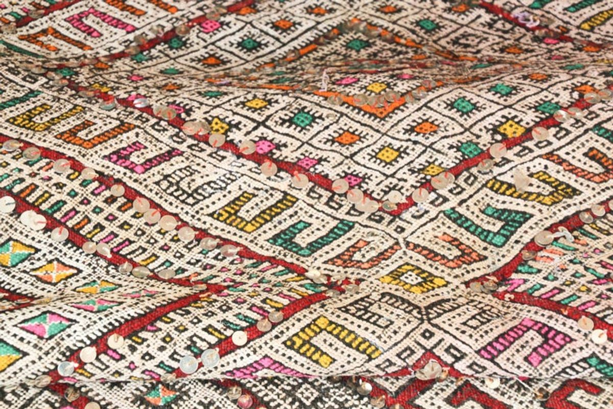 1950s Authentic Moroccan African Tuareg Wedding Runner Rug 15.5 ft long