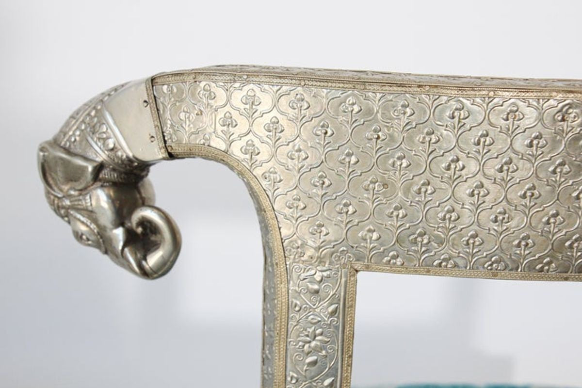 Anglo-Indian Silvered Wrapped Clad Side Chairs a Pair