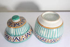Handcrafted Ceramic Glazed Covered Jar in Fez Morocco