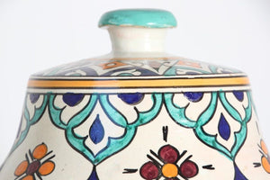 Moorish Ceramic Glazed Covered Urns Handcrafted in Fez Morocco