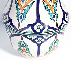 Moorish Ceramic Glazed Covered Jars Handcrafted in Fez Morocco