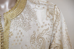 Moroccan Vintage Kaftan Gentleman Silver and Gold Caftan, circa 1970