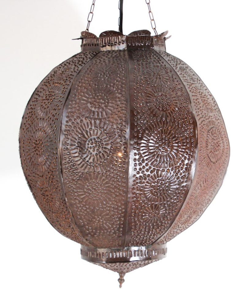 Handcrafted Moroccan Metal Orb Pendant, North Africa