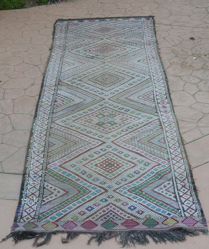 1960s Vintage Zemmour Moroccan Berber Rug Runner