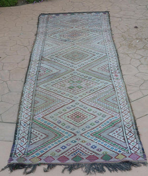 1960s Vintage Zemmour Moroccan Berber Rug Runner
