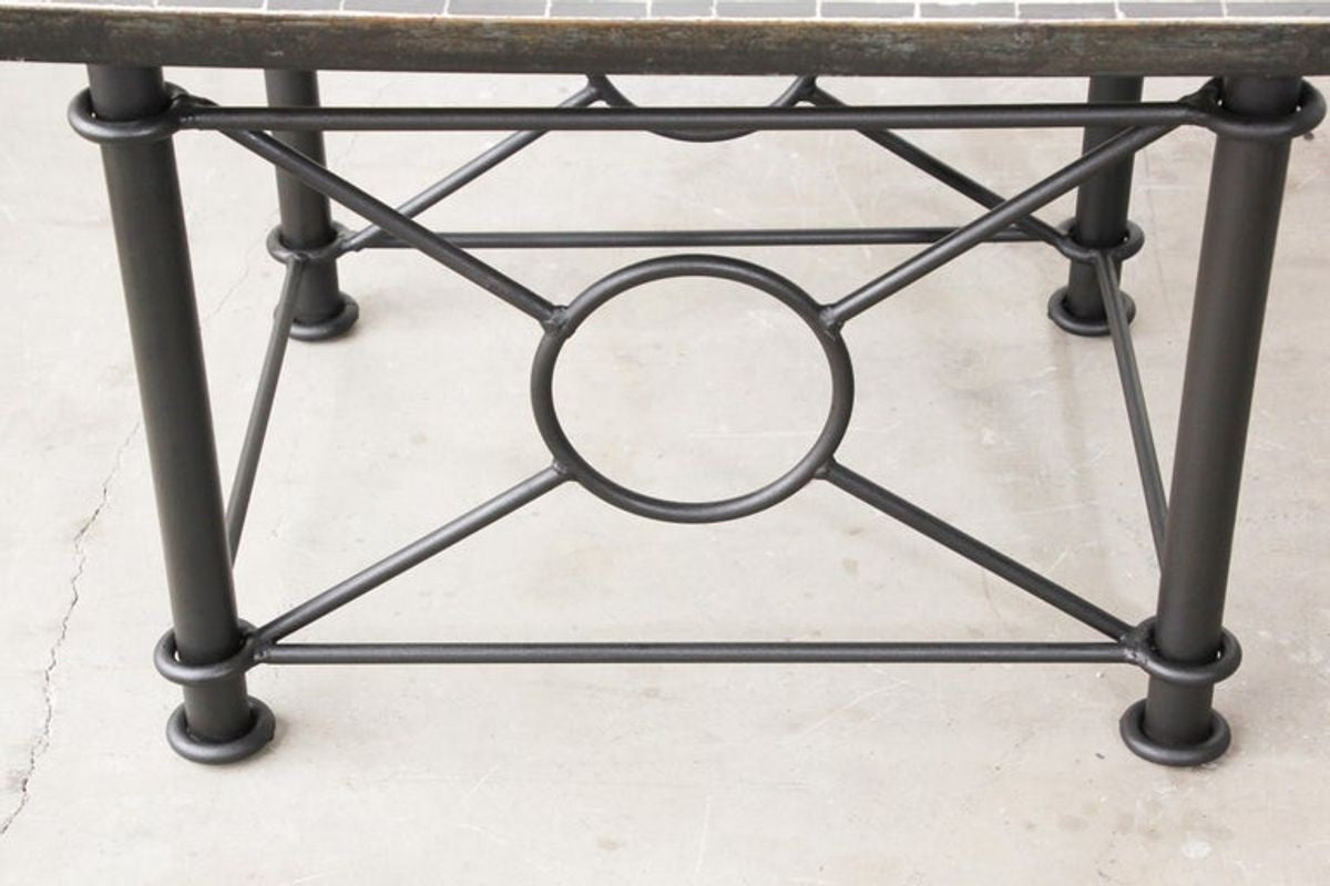 Moroccan Fez Mosaic Tile Coffee Table in Black and White