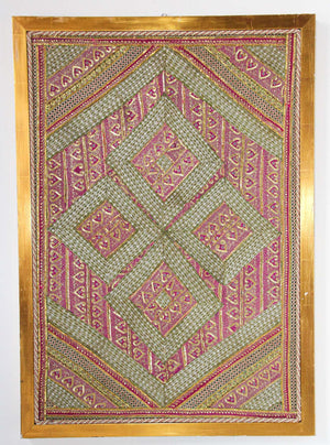 Mughal Style Metal Threaded Tapestry Framed from Rajasthan, India