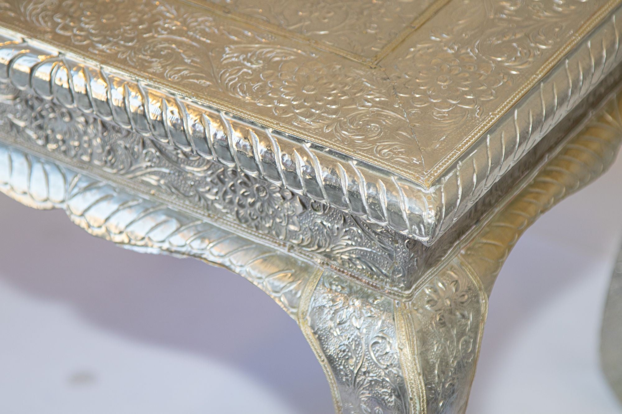 Vintage Anglo-Indian Silver Clad Side Low Table