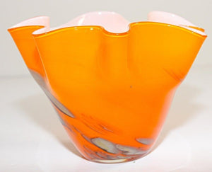 Murano Art Glass Venetian Fulvio Bianconi Vase Orange Freeform Handkerchief