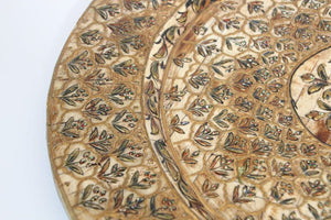 Indian Mughal style Overlaid and Hand Painted Metal Platter 1950