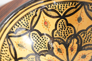 Vintage Moroccan Handcrafted Ceramic Yellow Bowl