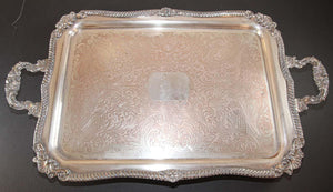 Vintage Large Silver Plate Tray George IV English Style